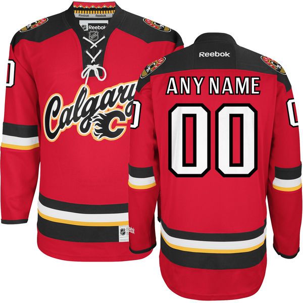 Reebok Calgary Flames Men Premier Alternate Custom NHL Jersey - Red->customized nhl jersey->Custom Jersey